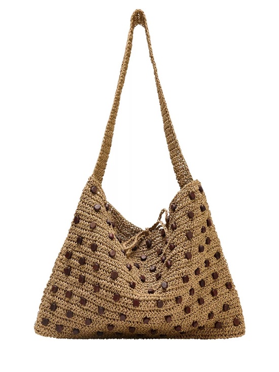 Zara Handbags - Zara Woven Raffia Tote with Brown Accents